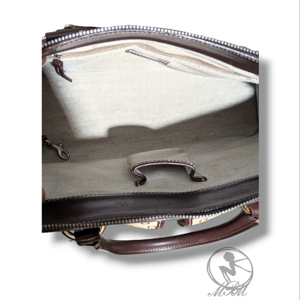 Dooney & Bourke Double Pocket Logo Satchel Crossbody Jacquard Signature Purse - Picture 8 of 8